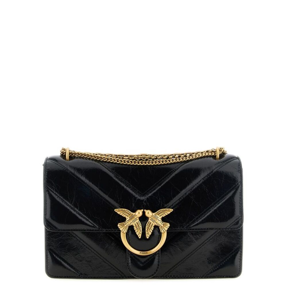 PINKO Black Calfskin Shoulder Women's Bag